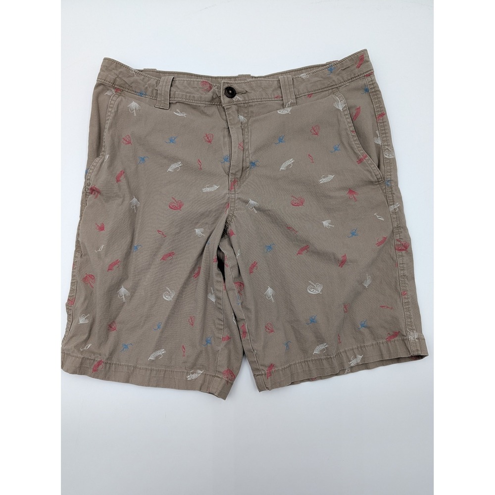 Magellan Outdoors Mens Khaki Fishing Lures Print Shorts Size 30W